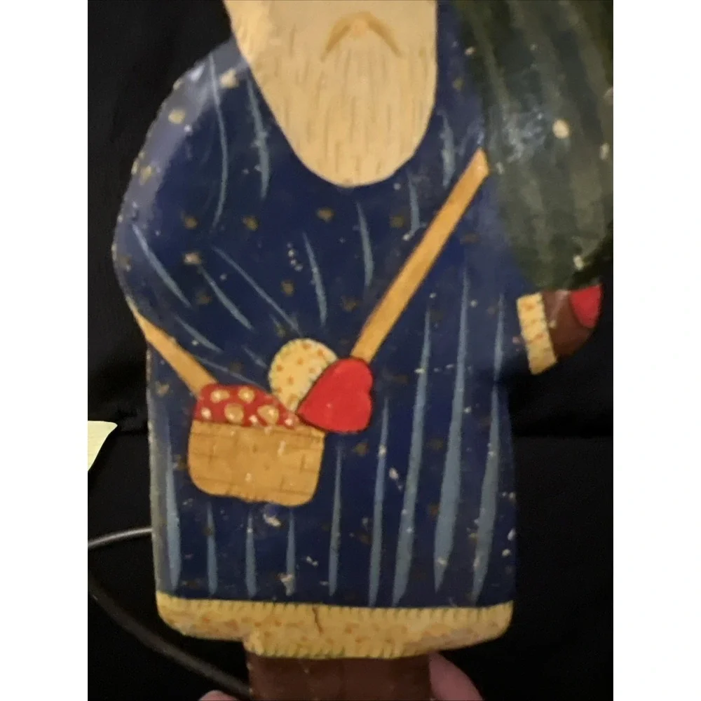Vintage Hand Painted Folk Art Santa/ Father Christmas Ornament 7 In